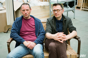 Portrait des réalisateurs du film Panique au village, Stéphane Aubier et Vincent Patar.