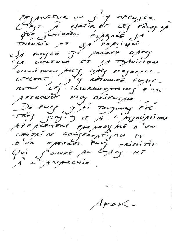 Anne Teresa De Keersmaeker à propos de l'enseignement de Fernand Schirren